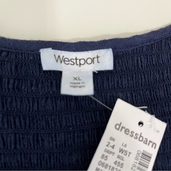 Westport Navy V Neck Tie Short Sleeve Top - Picture 8 of 14